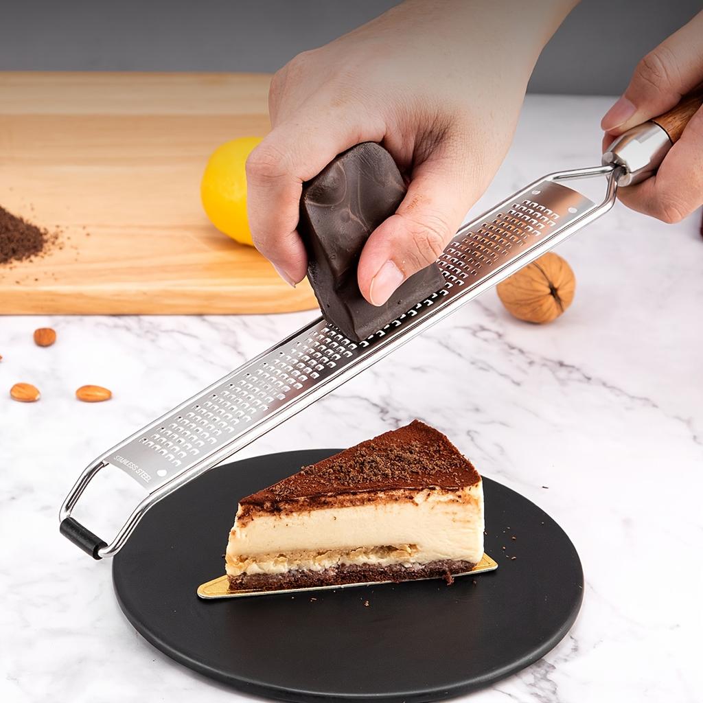 2pcs Stainless Steel Cheese Grater , Lemon Zester with Wooden Handle , Versatile Kitchen Tool for Vegetables, Fruits, Ginger, Chocolate