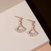 Fan-shaped Small Skirt Stud Earrings Girls Fashion Light Luxury Ins Style Geometric Zircon Earrings