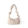 Korean Simple Pleated Nylon Shoulder Bag for Women  Spring Trendy Girl Daily Commuter Shoulder Bag Lady Casual Handbags