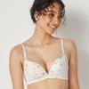 AMOSTYLE Dream Love M015 Size E75 Bra, Wireless, Slimline, Blossoms, (White),