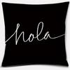 Black and White English Sentence Series Printed Square Home Decor Pillow Cover Car Sofa Cushion