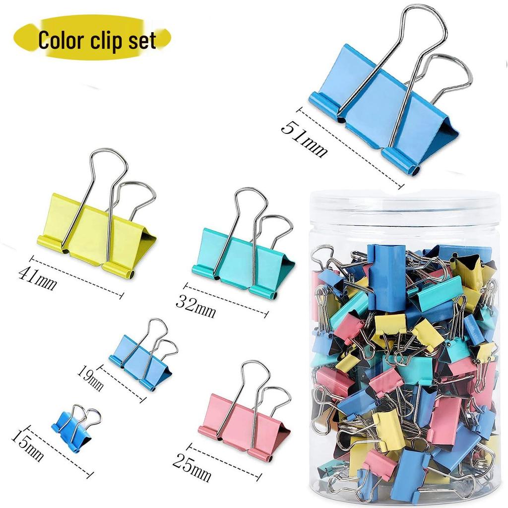 Multicolor Metal Long-Tail and Black Tail Clip Set for Binding and Stationery