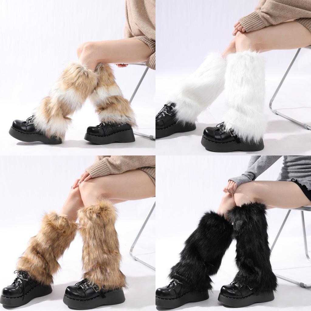 Plush Sock Covers for Warmth and Thickened Protection of the Calves Jk Cold-proof Socks and Autumn/winter Faux Fur Leg Warmers Y2k Hot Girl Leg