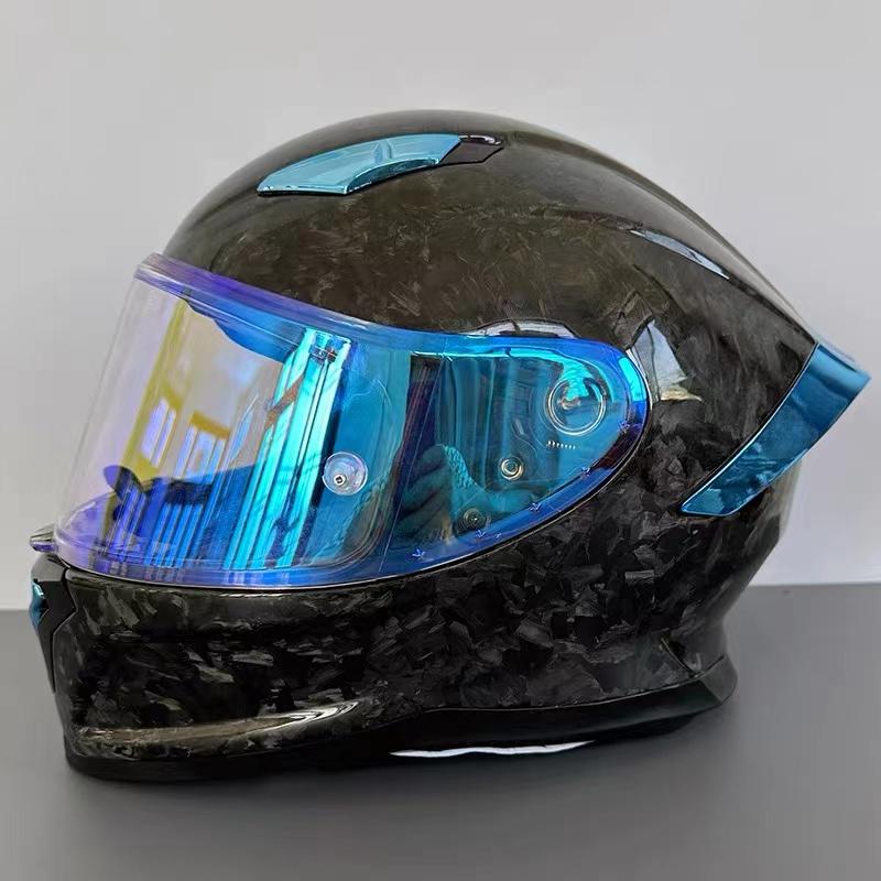 

Шлем для мотоцикла Aurora Black с кованым узором из углеродного волокна, полнолицевой, Capacetes, сертифицированный DOT ECE, шлем для мотокросса, мужской M ярко-синий