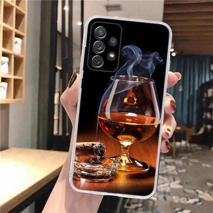 Cigar Whiskey Ice Drink Soft Phone Case For Samsung Galaxy A17 A16 A15 A14 A13 A56 A55 A54 A53 A36 A35 A34 A33 A26 A25 A24 A23 A