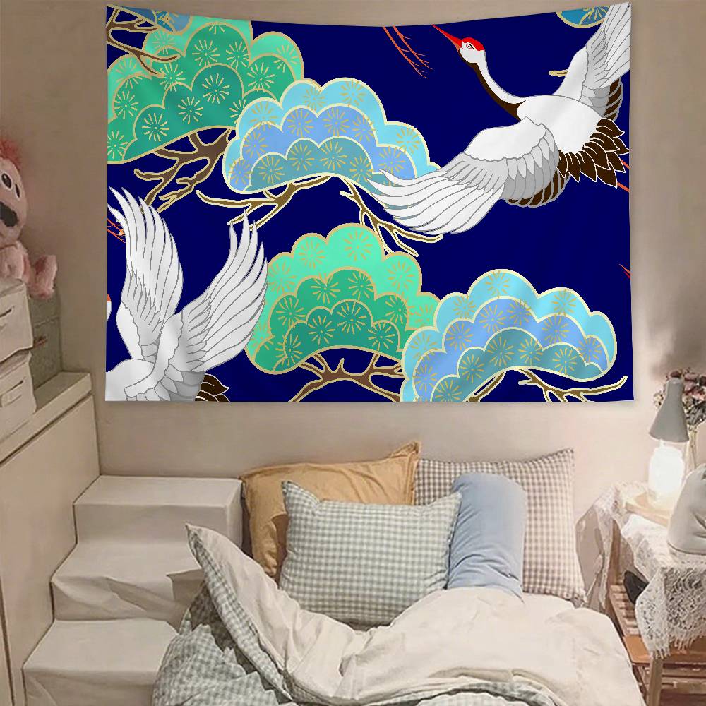 Crane Tapestry Wall Hanging Tapestry Art Deco Blanket Curtain Hanging At Home Bedroom Living Room Decor