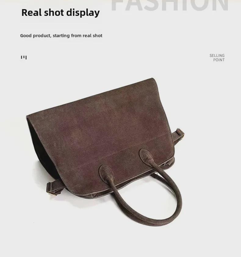 ROW Premium Cowhide Handbag: Large Capacity Commuter Tote & Crossbody Bag