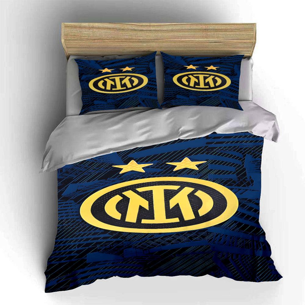 Yellow stars and Inter logo. Bedding sets Duvet cover sets Duvet covers Pillowcases(1 * Duvet Cover 2 * Pillowcases without duvet insert)