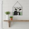 Handcrafted Black White Cow Suncatcher Stained Glass Style Window Hanging Panel 2D Acrylic Cow Ornament for Farmhouse Window Wall Decor Gift for