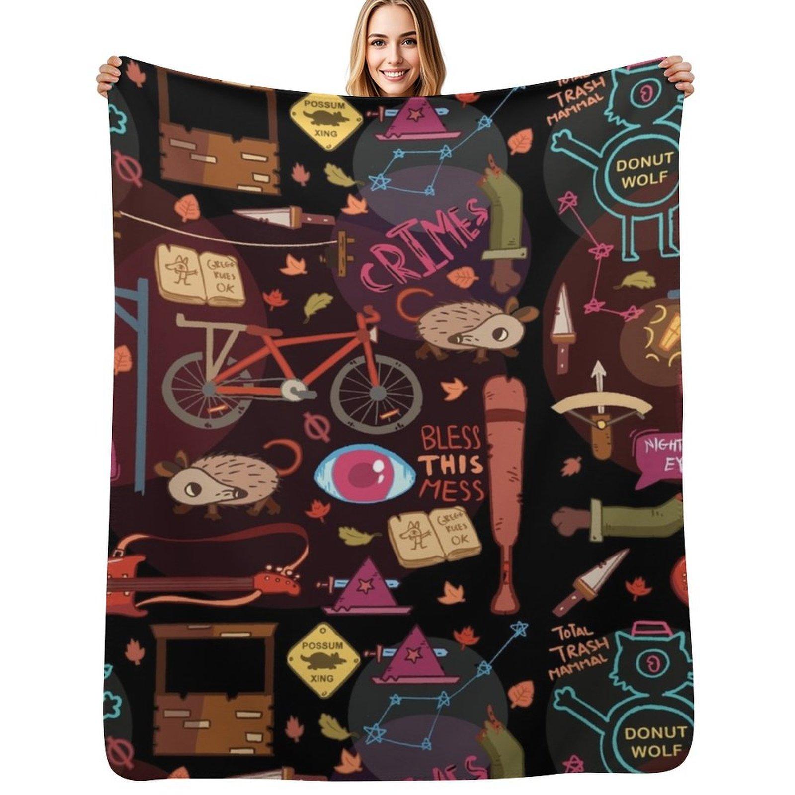 Night in the Woods Weird Autumn Pattern Throw Blanket Fuzzy Plush Throw Blanket for Sofa Chair Size: 75*100cm, Weight: 230 GSM