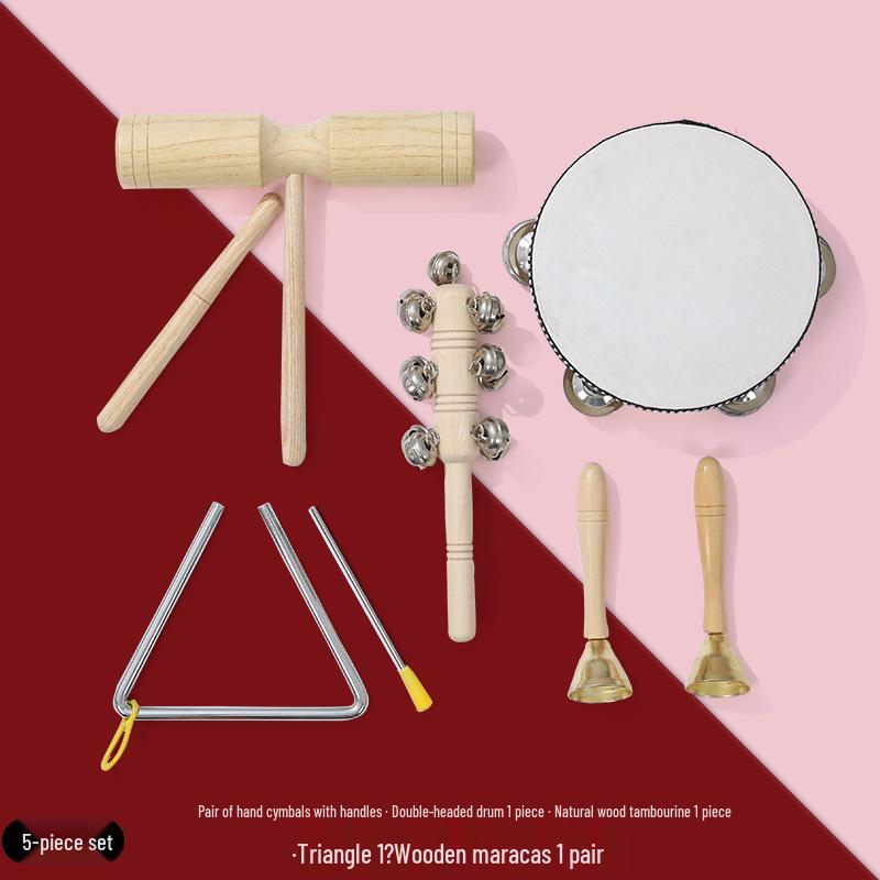 

Полный набор перкуссии Орфа для детей: Тарелки, Клавесы, Маракасы, Бубен, Треугольник и Двойная деревянная коробочка