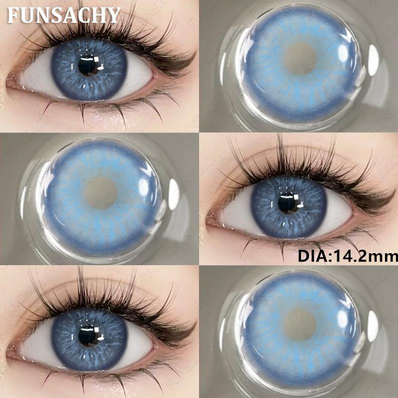 FUNSACHY Nové Módní Kontaktní Čočky 14.2mm Barevné Oční Kontaktní Čočky Modré Přírodní Čočky Šedé Zorničky Oční Make-up Kosmetika Roční