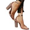 Chunky High Heeled Sandals Women Round Head Sandals