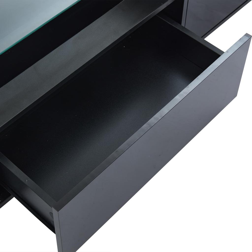 TV Schrank Stilvoll Fernsehschrank TV Lowboard Hochglanz Schwarz 70 Zoll Fernseher, TV Ständer 2 Schubladen, TV Möbel Wohnzimmer Schlafzimmer