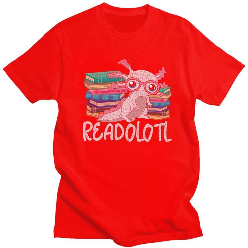 

Custom Bookworm Readolotl Axolotl T Shirt for Men Pure Cotton Tshirt Fashion Tees Short Sleeve Animal Tshirts Clothing Gift S