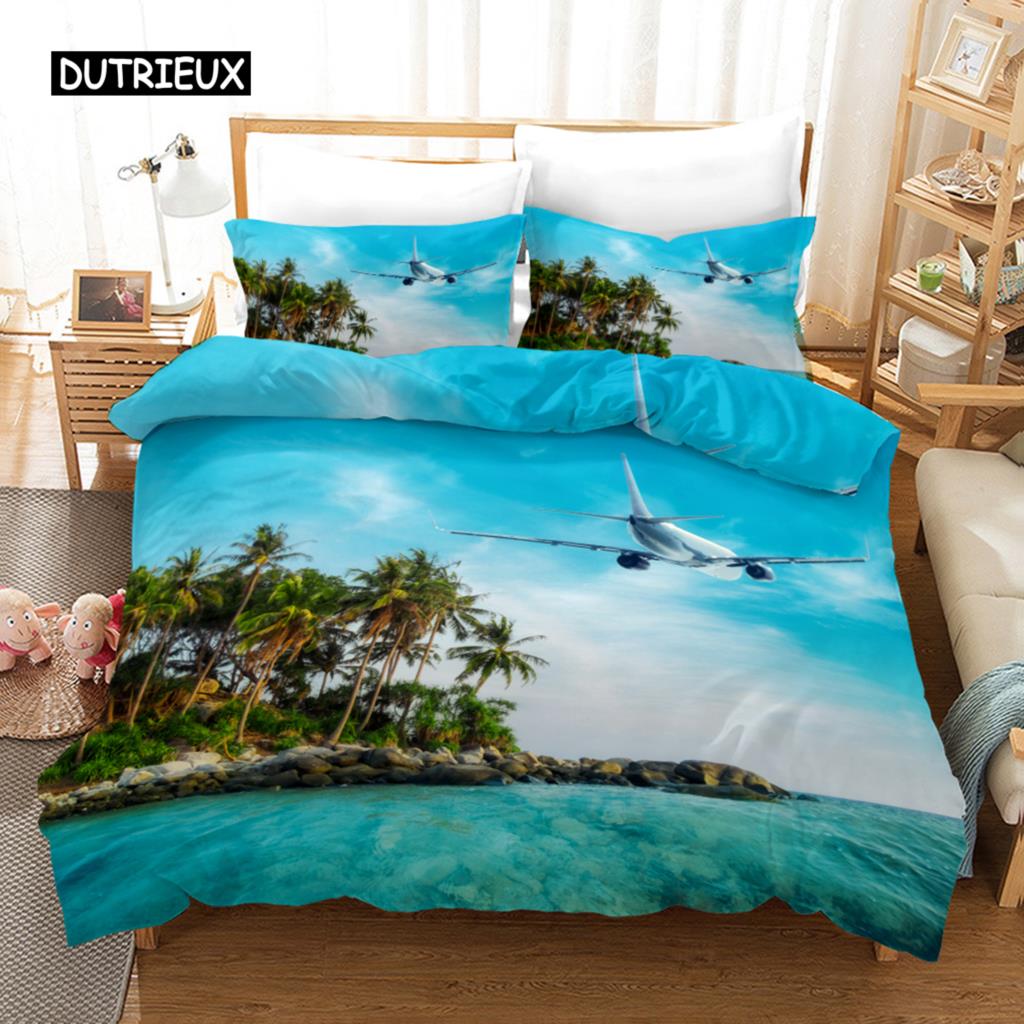 

Пододеяльник с изображением самолета из микрофибры «Самолет, летящий сквозь синее небо» Комплект постельного белья с изображением самолета для мальчиков и девочек, двуспальная кровать размера «queen-size» размера «king-size» US Queen(228x228cm)