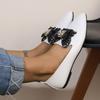 2025 New Pointed Head Butterfly Decoration Shallow Mouth Flat Bottom Versatile Shoes Woman Low Heel Comfortable Leisure Zapatos