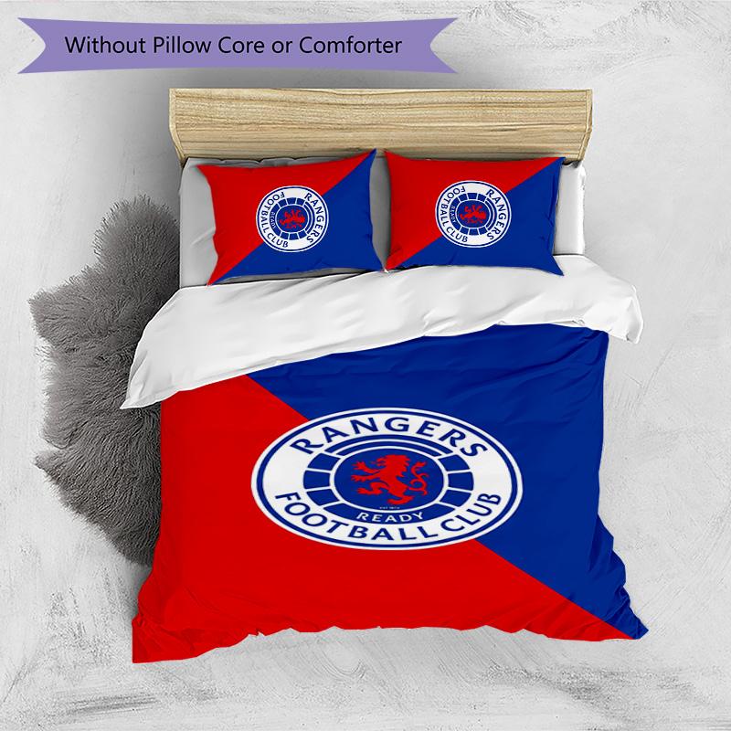 Set Biancheria da Letto Rangers FC Stampato 3 Pezzi Copripiumino Traspirante con Federe Biancheria da Letto Decorativa per Camera da Letto Casa
