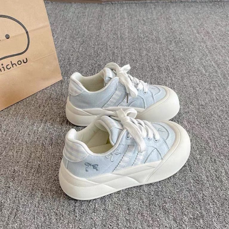 Round head platform casual bread shoes women's new summer thin breathable versatile with skirt white shoes board shoes