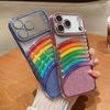 For IPhone 17 Promax Phone Case Electroplated with Rhinestones for Apple 16 Sparkling Powder Luxury 15 Rainbow Flowing Sand Case