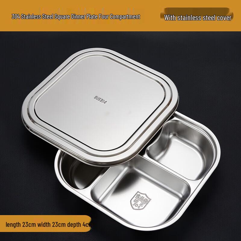 Stainless Steel 5-Compartment Divided Lunch Tray