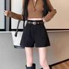 2024 Women's High-Waisted Wide-Leg Wool Shorts: Slimming A-Line Booty Shorts for Autumn/Winter