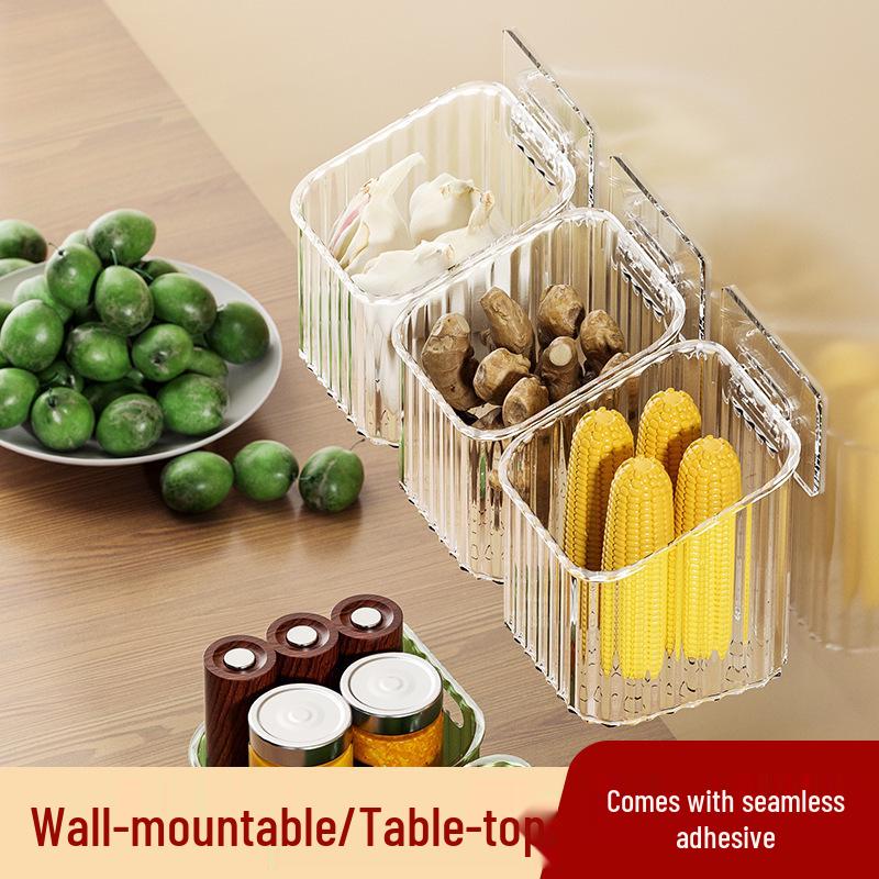 Kitchen & Bathroom Wall-mounted Storage Basket for Scallion, Ginger, and Garlic
