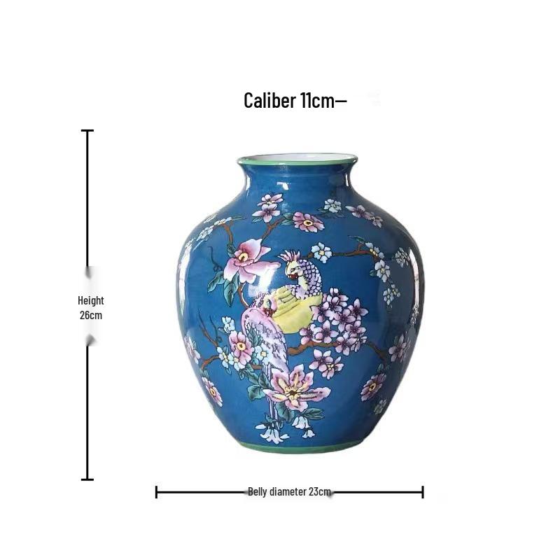 Pink Enamel Ceramic Flower Vase - Retro Chinese Style Ornament for Elegant Floral Arrangements