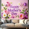 Happy Mother's Day Floral Party Banner,Backdrop with Text Decorative Elements for Home Wall and Photo Decor,Party Backdrop,Mothers Day Decor