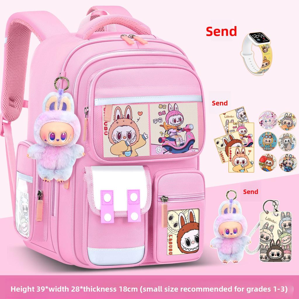 School Bag for Girls, Primary School Students, Grades One, Two, Three To Six, Boys, Light Children's Spine Care To Reduce The Burden