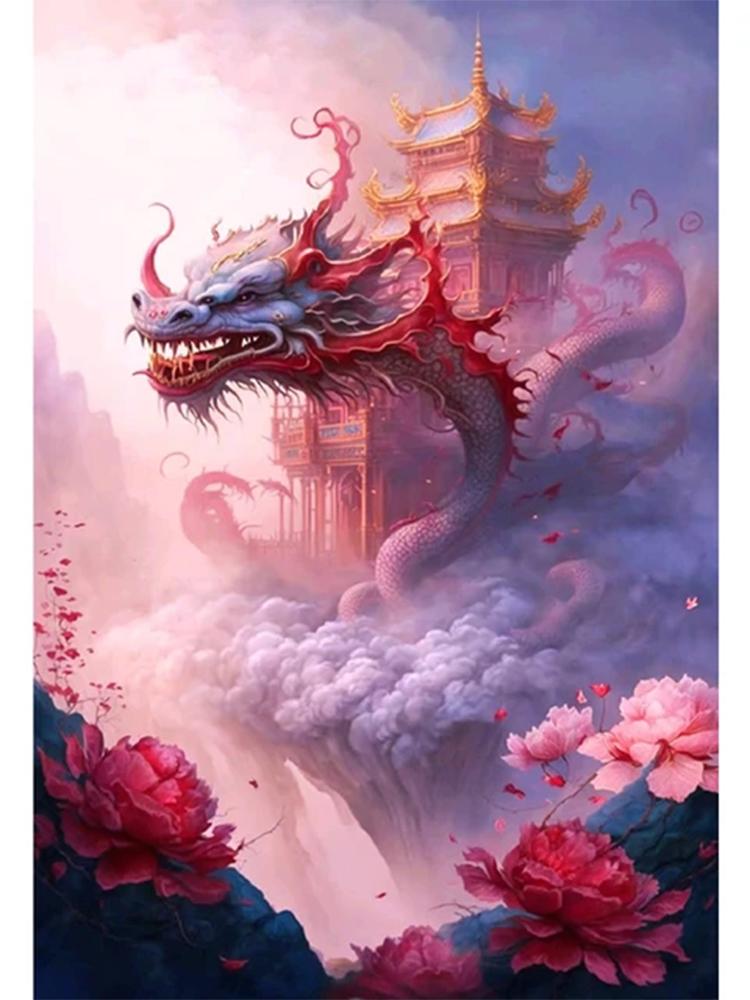 

5DDIY Алмазная картина животное небо чудесная китайская луна красочные облака мозаика вышивка крестом украшение для дома Full Round 20x30CM