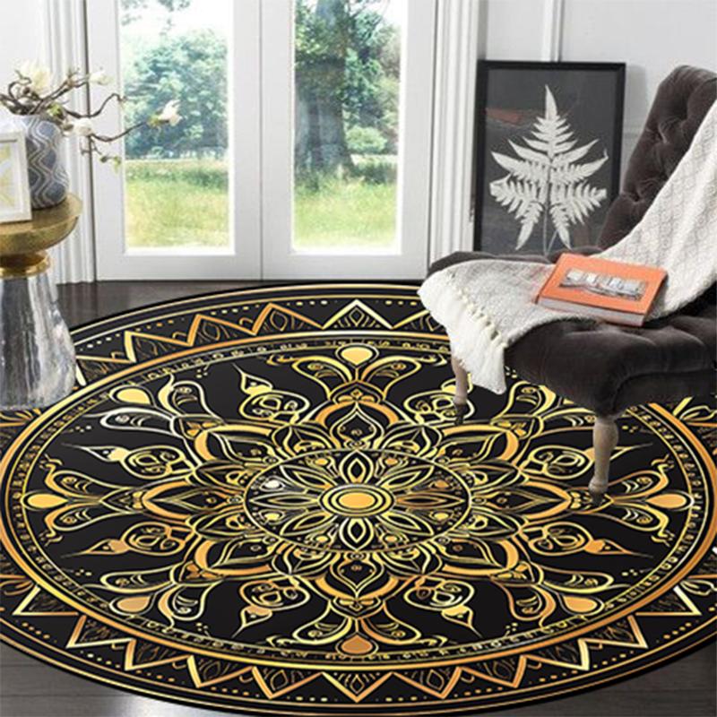 American Retro Round Lving Room Carpet Large Bedroom Decor Sofa Mat Non-slip Cloakroom Lounge Rug Washable Hanging Chair Rug