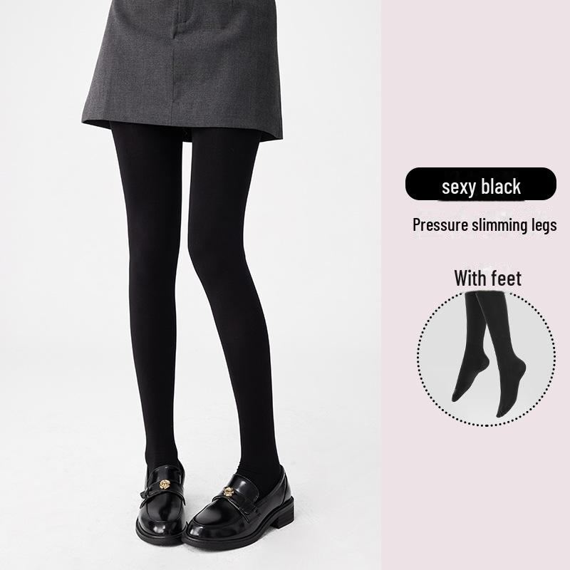 Women's Velvet Leggings: Autumn/Winter Thick Bare-Leg Look, Black Slimming, Non-Slip Pantyhose.