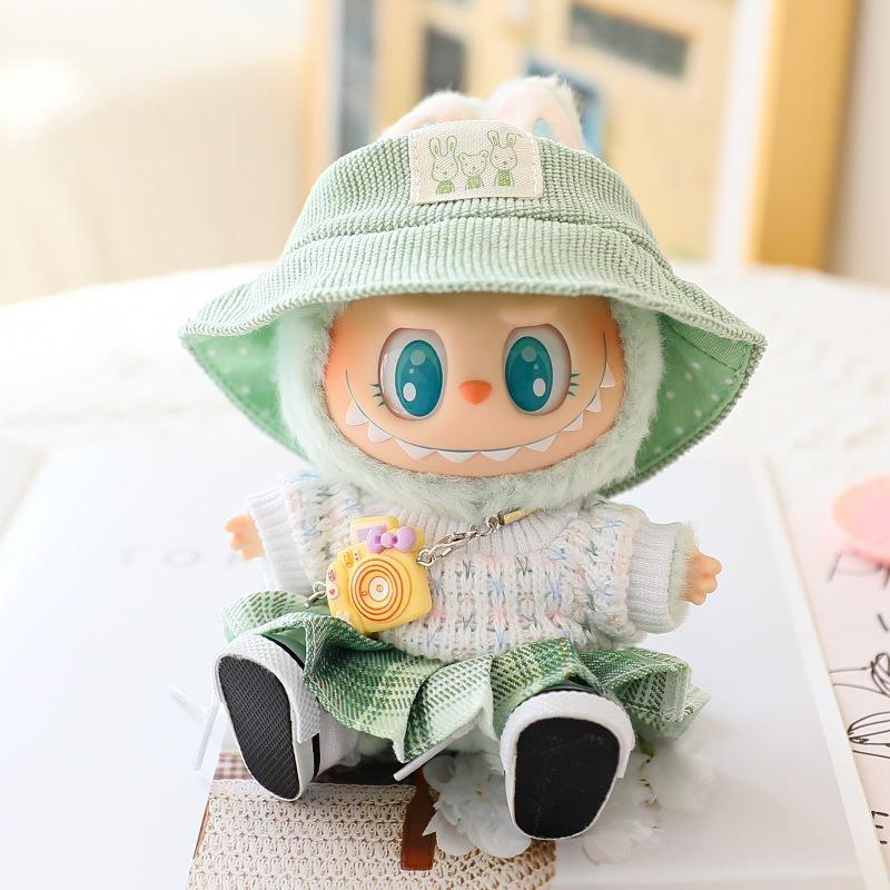 Labubu Sweater JK Dress Set Cozy Outfit for 17cm Vinyl Dolls Trendy Schoolgirl