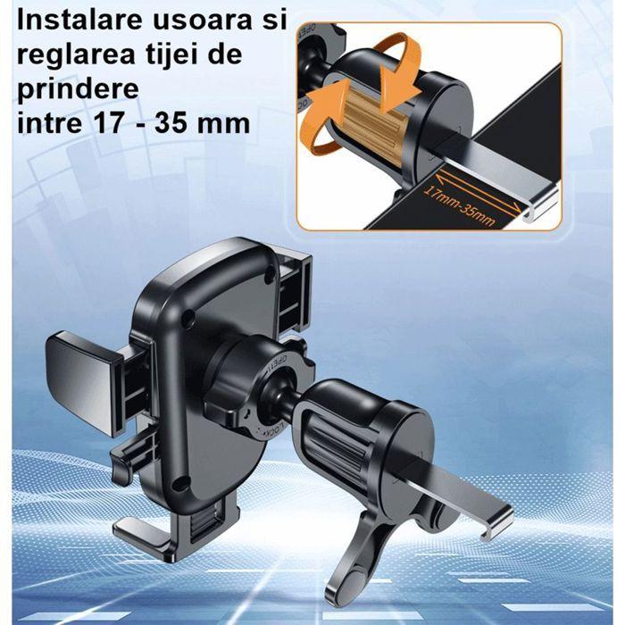 Support Téléphone Voiture Universel, Rotation 360° Réglable Ajustable Stable - Noir