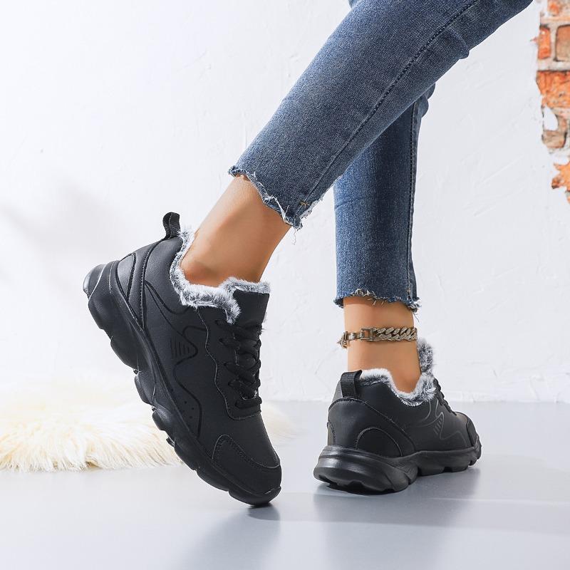 Fashion Men's Snow Boots Winter Ankle Boots Fur Outdoor Winter Shoes Warm Hiking Boot Platform Sneakers Lightweight Lace-up Cotton Boots