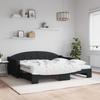 VidaXL Daybed with Trundle and Mattress Black 90x190 Cm Fabric 3197560