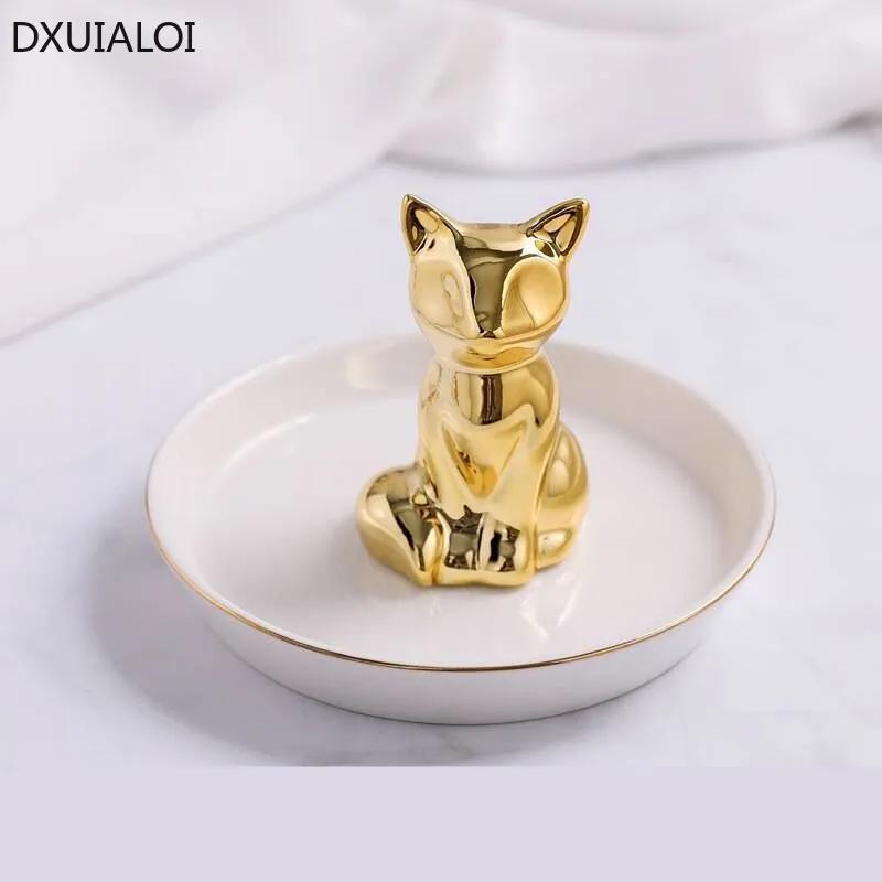 Ceramic Handicrafts Creative Fox Jewelry Tray Home Decoration Accessories Desktop Storage Ornaments