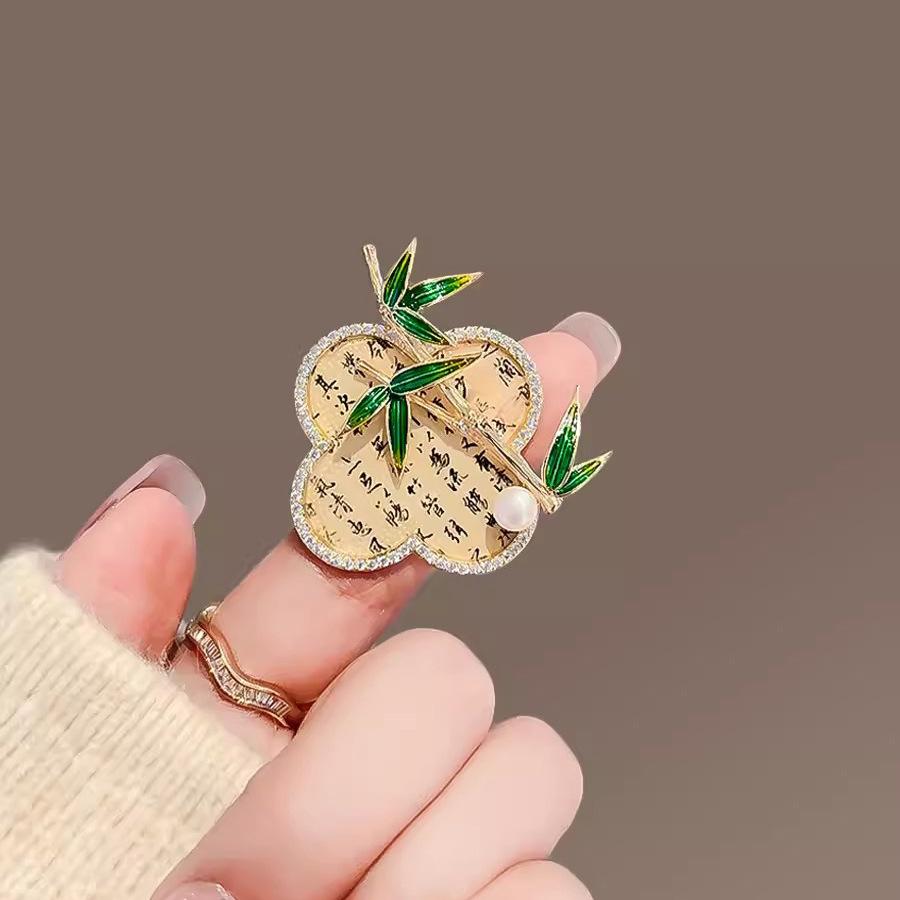 Gaosheng Caligrafia Bambu Broche High-End Feminilidade Corsage Cheongsam Pin Acessórios Criativos Presente