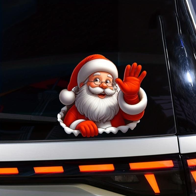 1PC Santa Waving Stickers, 3D Self Adhesive Decorative Stickers for Christmas PVC Car and Window Vinyl