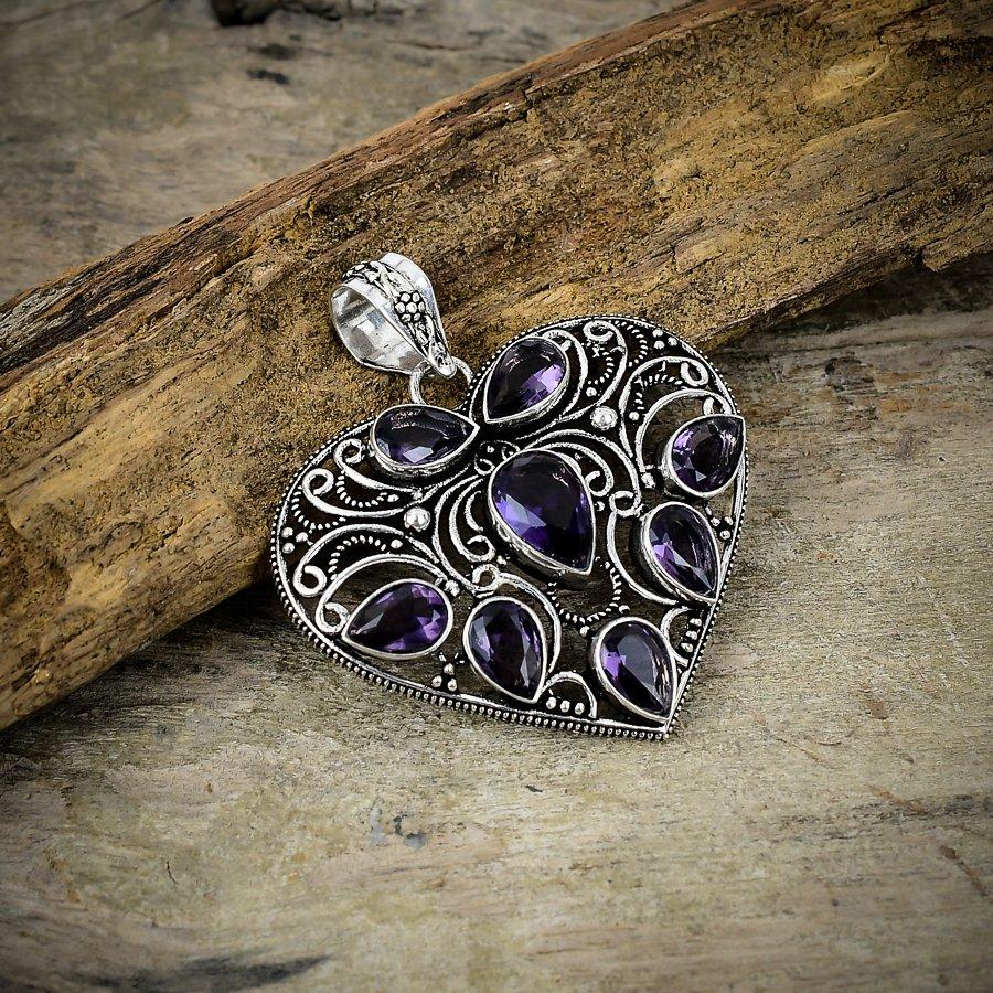 

Amethyst Gemstone Handmade 925 Sterling Silver Jewelry Pendant 1.97 M-68