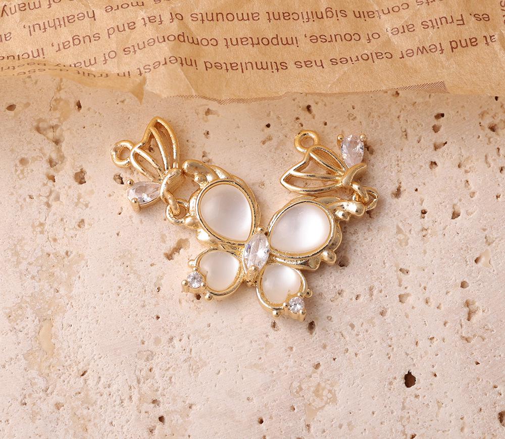 New Fritillary Butterfly Rhinestone Luxury Jewelry: Micro Inlay Electroplated Bracelet, Necklace Connectors, and DIY Pendant