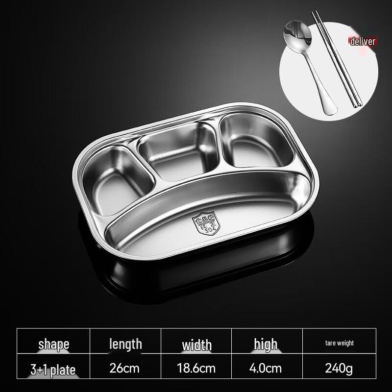 Stainless Steel Divided Lunch Tray
