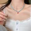 Blue Love Beaded Necklace Women's Light Luxury Niche Collarbone Chain Personalized Jewelry