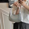 Elegant French Underarm Bag Solid Color Texture Handbag Storage Bag PU Hobo Bag  School