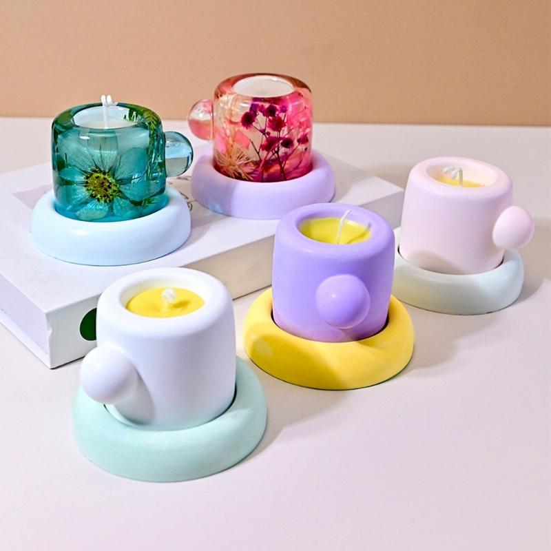 Resin Cup Molds Silicone Candle Cup Molds for Epoxy Resin Making Candle Holder Pencil Cup Storage Tray Home Decoration