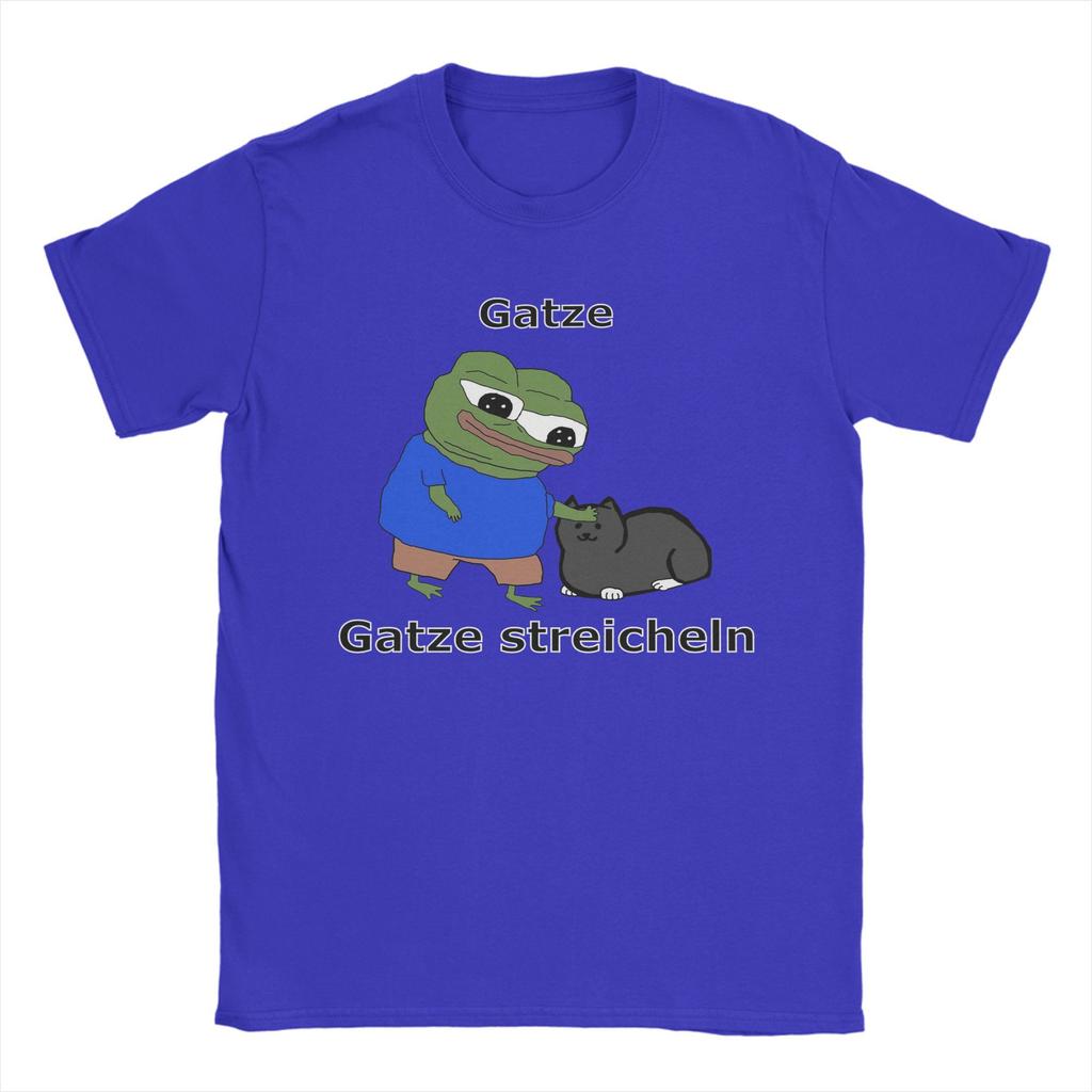 Klappa katt Husdjur Katt Meme T-shirt Män P-pepe Grodan Grym 100% Bomull T-shirts O-hals Kortärmade T-shirts Sommarkläder