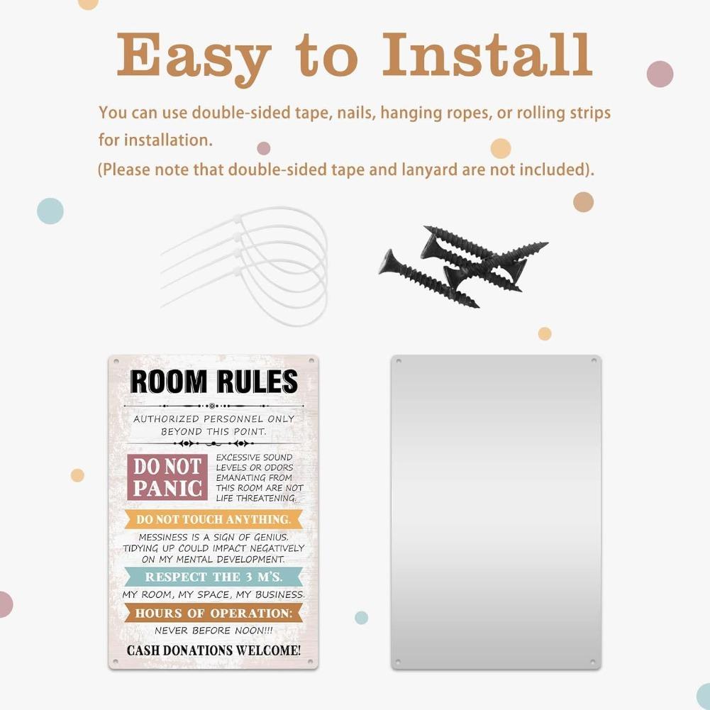 Funny Room Rules Sign for Teen Girls, Teen Girl Room Decor Aesthetic Signs, Cute Preppy Bedroom Door Decor, Cool Stuff