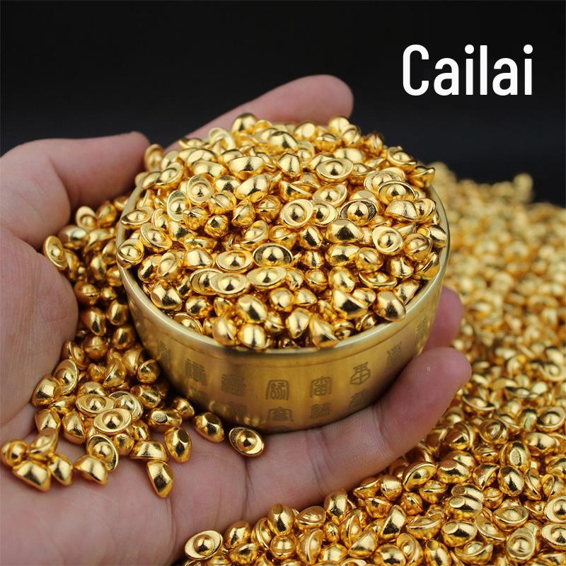 Gold Sand Alloy Ingot Basin Ornament for Wealth Attraction & Home Gifts