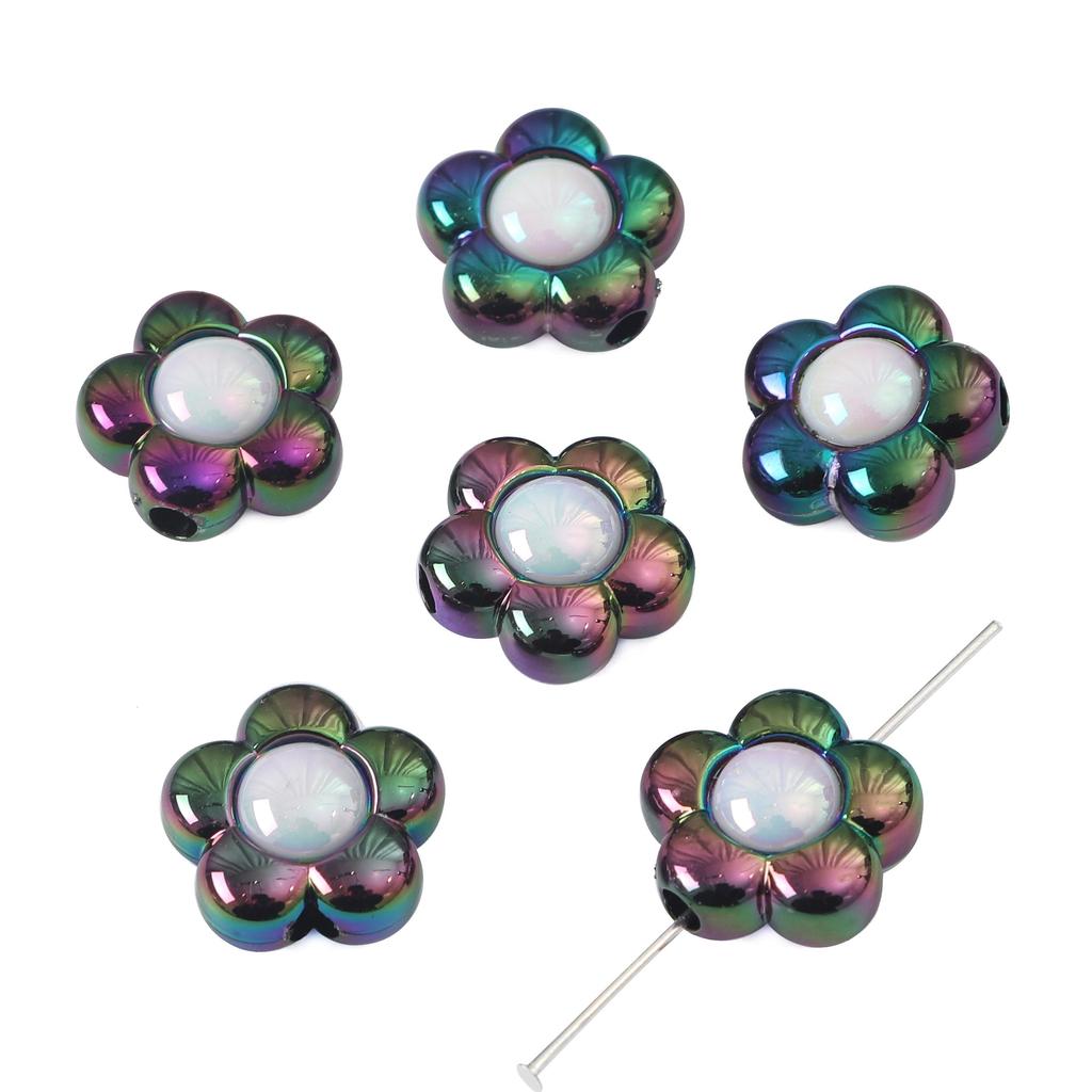 16mm 4pcs Acrylic Magic Platting Color Sunflower Beads For Jewelry Making DIY Creative Decoration